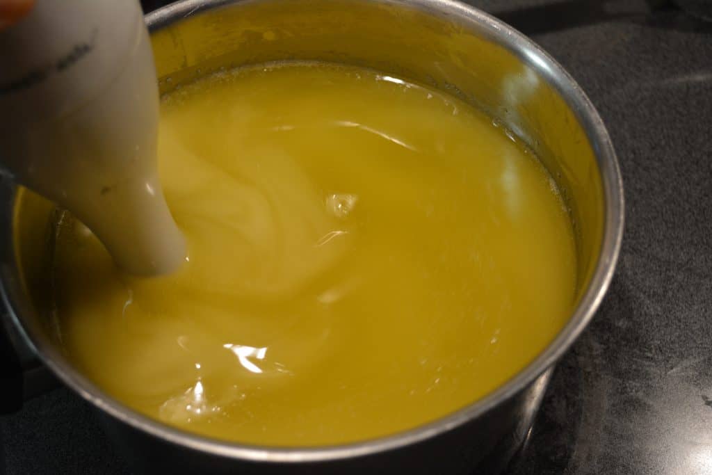 mixing the soap mixture